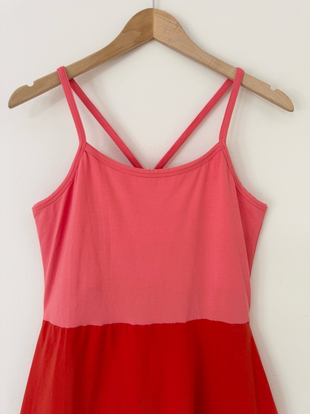 Pact Organic Cotton Fit & Flare Midi Dress - Pink/Red Colorblock, Size L - Picture 2 of 12